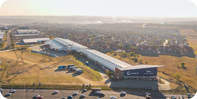 Aerial view of Wipe-it facility
