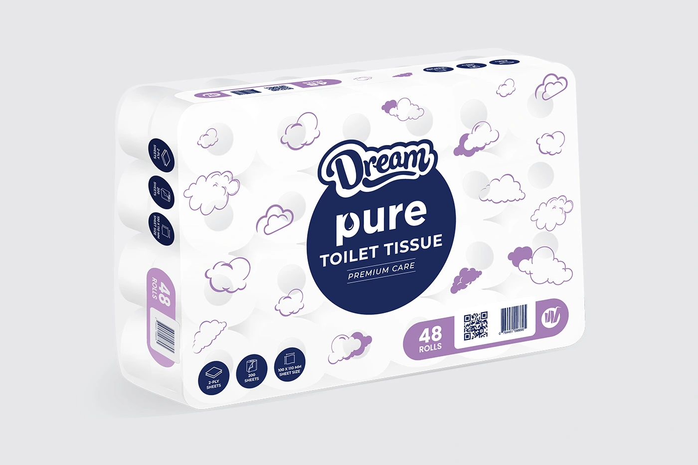 2 Ply Toilet Paper - 200 Sheets - 48 Rolls - Pure